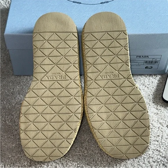 Prada Crochet Flatform Slides Sz 35 Beige Nude Brand New in Box with Receipt - Picture 11 of 16